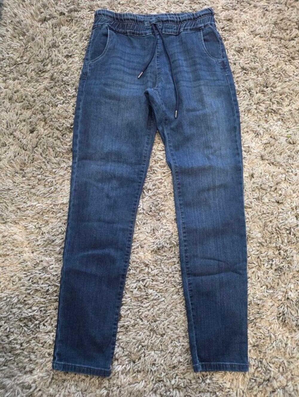 Bevy Denim Drawstring Waist Straight Leg Pants Blue Midwash Size 28